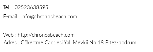 Chronos Beach Otel telefon numaralar, faks, e-mail, posta adresi ve iletiim bilgileri